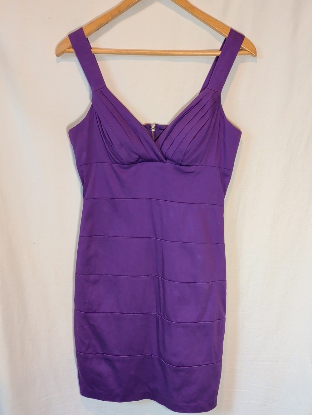 Bisou Bisou Purple Sleeveless V-Neck Midi Bodycon Dress